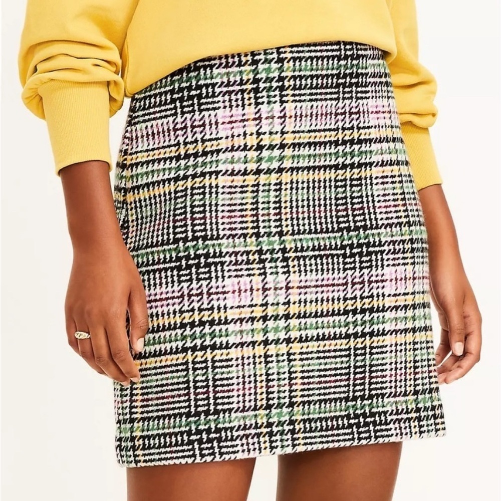 LOFT Plaid Shift Mini Skirt - Multicolor size 10P NWOT